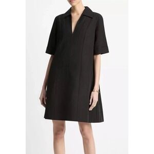 Vince Johnny Collar A Line Short Dress Black Sz XS Womens Pockets NWT Wool Blend